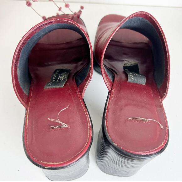 Vintage Lord & Taylor Rebel Red Leather Chunky Platform Block Heel Mule Size 8.5 - Picture 7 of 13